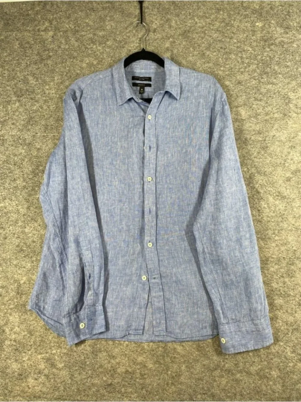 Banana Republic Linen Button Shirt Blue Medium Quiet Luxury Casual Summer